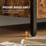 Cassapanca in Legno da 95L Stile Industriale con Coperchio e Cerniera di Sicurezza, 80x40x49cm, Marrone - immagine 6