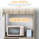 Credenza Moderna per Cucina o Sala da Pranzo, Mobile Buffet con Armadietti e Cassetti in Legno, Grigio, 71x41x178cm - immagine 5