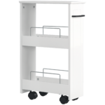 Carrello Salvaspazio Multiuso in Legno MDF e Ruote, 42,5x20,3x66,7cm, Bianco