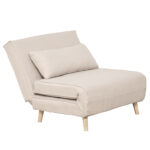Poltrona Letto 3 in 1 con Schienale Reclinabile in 6 Posizioni, 94x78x80 cm, Beige