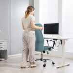 Sedia Ergonomica da Ufficio Girevole, Altezza Regolabile e Schienale a Rete, 63x65x109-119 cm, Verde Chiaro - immagine 9