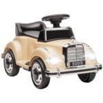 Macchina Elettrica per Bambini 18-48 Mesi con un clacson funzionante e USB, Auto Licenza Mercedes-Benz con Musica, Beige | Aosom Italy