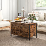 Cassapanca in Legno da 95L Stile Industriale con Coperchio e Cerniera di Sicurezza, 80x40x49cm, Marrone - immagine 8