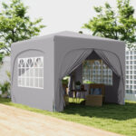 Gazebo da Giardino 3x3m Pieghevole con Altezza Regolabile, Protezione UPF50+ e Borsa, Grigio Chiaro - immagine 2