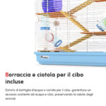 Gabbia per Criceti a 5 Livelli con Tubi, Ruota, Scale, Casetta e Bottiglia, Gabbietta per Roditori in Metallo, PP e PS, 46x30x58 cm, Verde - immagine 6