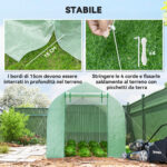 Serra a Tunnel Anti-UV con 6 Finestre a Rete e Ingresso Arrotolabile, in Metallo e PE, 4x2x2 m, Verde - immagine 5