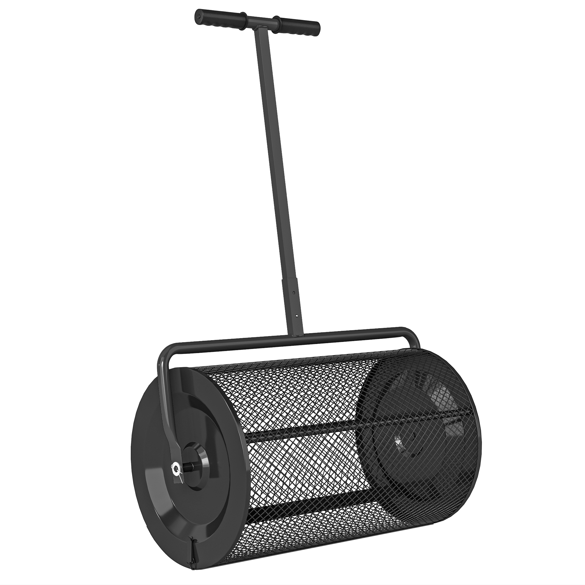 QqN50a1958a164451.jpg Spandiconcime da 75L in Metallo con Manico Regolabile a T e Maniglia Imbottita, 70x40x112 cm, Nero - immagine 1