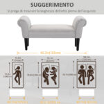Panca Fondo Letto con Braccioli Arrotolati, Panca Imbottita per Camera da Letto, Grigio, 102x36x51cm - immagine 4