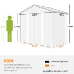 Casetta da Giardino Porta Attrezzi con Porte Scorrevoli e Pareti Effetto Legno, 2,3x1,5x2 m, Marrone - immagine 3