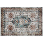 Tappeto Vintage Antiscivolo e Lavabile a Pelo Corto per Soggiorno e Camera, 230x160 cm, Multicolore