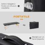 Lettino per Massaggio Portatile e Regolabile con Cuscino Rimovibile e Borsa, 186x60x58-81 cm, Nero - immagine 6