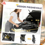 Passeggino per Cani Pieghevole con Portabicchieri e Cestino, 77x44x102 cm, Grigio Carbone - immagine 5