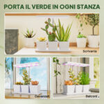 Lampade per Pianta da 30 Luci LED con 3 Vasi, Timer e Illuminazione Regolabile, 31,8x13,4x18,6-35,6 cm, Bianco - immagine 9