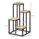 Scaffale per Piante a 4 Livelli in Metallo e Legno per Interni ed Esterni, 34x34x66cm - immagine 3