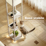 Lampada da Terra con Ripiani, Luce Regolabile, Interruttore a Pedale e Porte USB, Bianco e Rovere - immagine 6