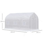 Serra a Tunnel Anti-UV con 6 Finestre a Rete e Ingresso Arrotolabile, in Metallo e PE, 4x2x2 m, Bianco - immagine 3