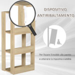 Libreria Scaffale in Legno a Parete con 3 Ripiani, Antiribaltamento, Piedini Antiscivolo, 40x29,2x87,9cm - immagine 5