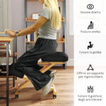 Sedia Ergonomica Posturale con Inginocchiatoio, Altezza Regolabile e Rotelle in Legno, Nero - immagine 5