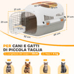 Trasportino per Gatti e Cani Piccoli Fino 4 kg in Plastica con Finestra Superiore, 49x32x31 cm, Grigio - immagine 3