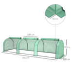Serra da Giardino a Tunnel in Acciaio e Plastica PP con Porte Avvolgibili, 3x1x0,8 m, Verde - immagine 3