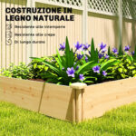 Orto in Cassetta con Divisorio Centrale e Fondo Aperto, in Legno di Abete, 235x121x26 cm, color Legno - immagine 7