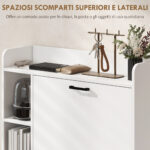 Scarpiera Slim con 2 Cassetti Ribaltabili e 3 Vani Aperti, Capacità 15 Scarpe, 83x24x90,5 cm, Bianco - immagine 6