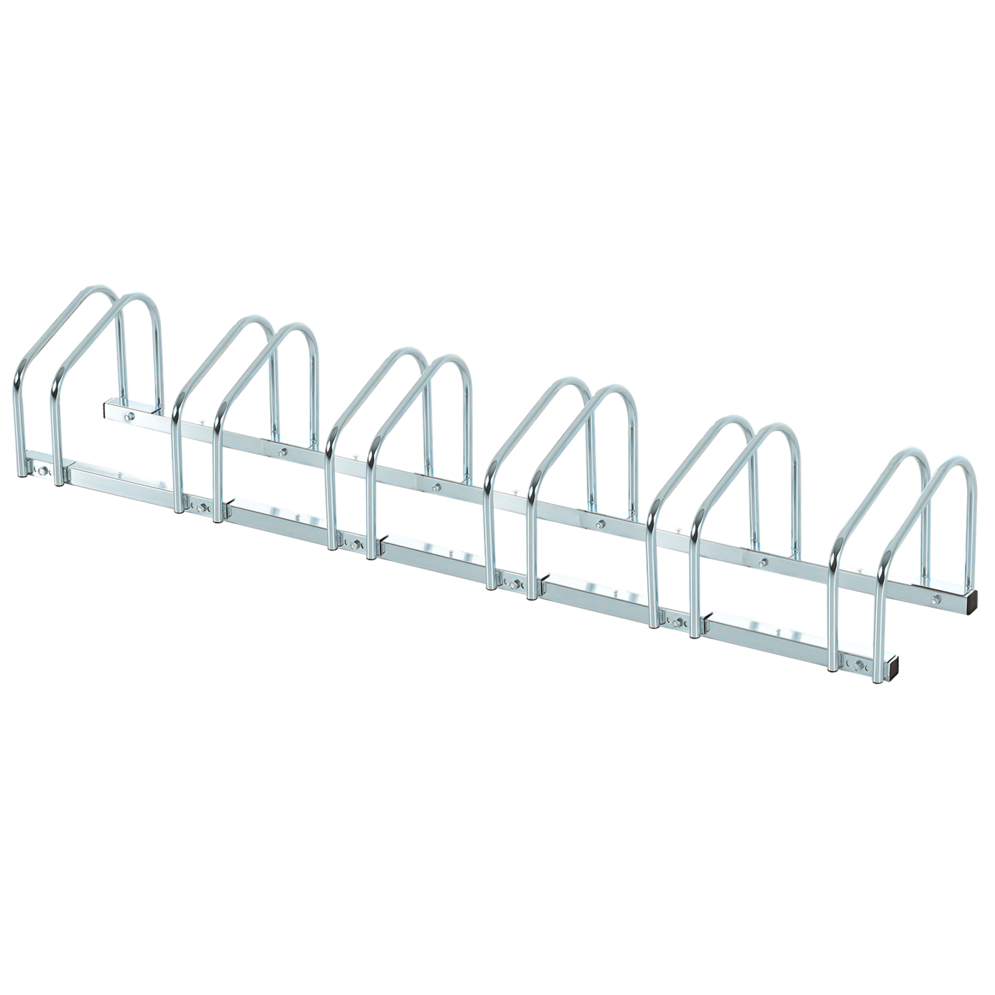 RTGd8319842525ad4.png Rastrelliera Portabiciclette Parcheggio per 6 Biciclette in Acciaio, 179x33x27 cm, Argento - immagine 1