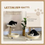 Tiragraffi per Gatti con Lettini, Corda in Juta e Peluche, 41x41x44 cm, Grigio e Beige - immagine 4