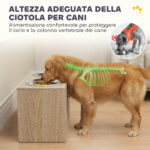 Portaciotole per Cani con 2 Ciotole da 2L in Acciaio Inox e Armadietto Inferiore, in Legno, 60x30x35,5 cm, Rovere - immagine 4