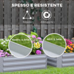 Set di 2 Letti per Orto Rialzati con Fondo Aperto per Piante e Ortaggi, in Acciaio, 1x1x30 cm, Grigio - immagine 6