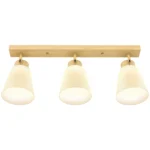 Lampadario da Soffitto con 3 Punti Luce Regolabili a 90° e Attacchi E27, Colore Legno - immagine 7