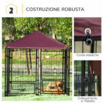 Recinto per Cani da Esterno con Serratura, 2 Ciotole Girevoli e Copertura Rimovibile, Nero e Rosso - immagine 6