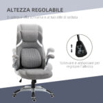 Sedia da Ufficio Reclinabile in Tessuto Traspirante e Acciaio con Altezza Regolabile, 68x76x109-117 cm - immagine 4