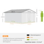 Casetta da Giardino con 2 Porte Scorrevoli e 4 Prese d'Aria in Acciaio, 340x386x2cm, Verde - immagine 3