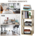 Libreria Scaffale in Legno a Parete con 3 Ripiani, Antiribaltamento, Piedini Antiscivolo, 40x29,2x87,9cm - immagine 7