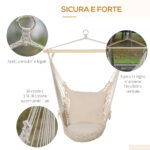 Amaca da Giardino in Corda Shabby Chic per Interni ed Esterni Bianca - immagine 6