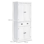 Mobile Cucina con Armadietto Superiore e Inferiore e Cassetto Centrale in Legno, 76x40,5x184 cm, Bianco - immagine 3