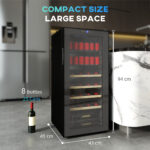 Cantinetta Frigo per Vino da 92L con Ripiani Regolabili per 20 Bottiglie e 50 Lattine, 43x45x94 cm, Nero - immagine 3