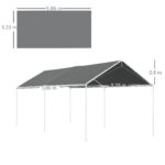 Copertura di Ricambio 6x3 m in PE Grigio Scuro Anti-UV per Carport Auto con Corde Elastiche - immagine 3