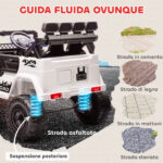 Fuoristrada per Bambini con Fanali, Clacson, Cintura e Telecomando, in PP e Metallo, 99x66x68,5 cm, Bianco - immagine 8