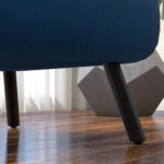 Poltrona Letto 3 in 1 con Schienale Reclinabile e Cuscino, in Tessuto Effetto Velluto, 63x73x81 cm, Blu - immagine 9