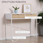 Consolle Moderna per Ingresso e Soggiorno con 2 Cassetti in Metallo 1x30x75cm - Bianco - immagine 5