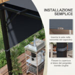 Copertura per Gazebo Pergola 3x3 m in Poliestere con Tasche e Cinghie, 488x122 cm, Grigio Carbone - immagine 6
