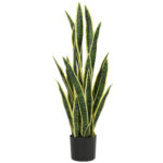 Sanseveria Artificiale in Vaso da Esterno e Interno con 21 Foglie Modellabili, Ø20x90 cm