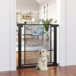 Cancellino per Cani Estensibile a Pressione con Chiusura Automatica, Acciaio e ABS, 75-82x76 cm, Nero - immagine 2