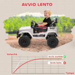 Fuoristrada per Bambini con Fanali, Clacson, Cintura e Telecomando, in PP e Metallo, 99x66x68,5 cm, Bianco - immagine 6