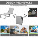 Sdraio da Giardino Pieghevole con Tettuccio Regolabile e Schienale Reclinabile a 4 Livelli, Grigio Chiaro - immagine 5