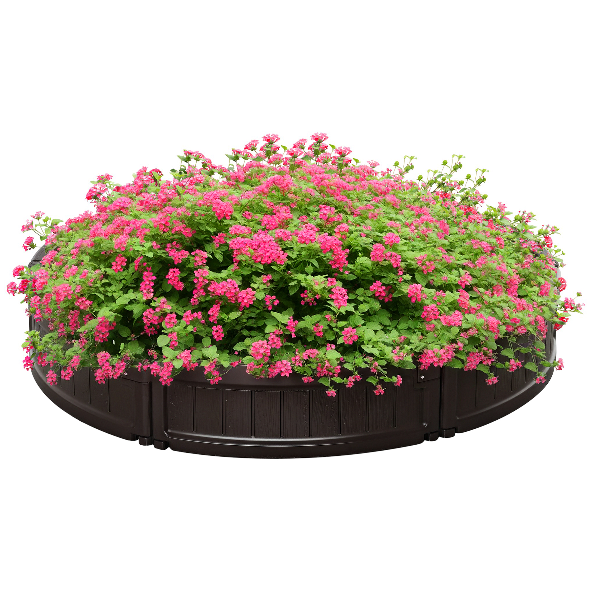 SKF762197eef56149.jpg Letto per Orto Rialzato in HDPE, Fioriera da Esterno Rotonda, Φ123x21cm, Marrone - immagine 1