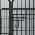Recinto per Cani Pieghevole in Metallo, per Interno ed Esterno con Porta e Picchetti, 82x82x60cm Grigio - immagine 9