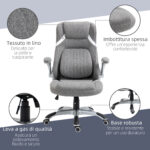 Sedia da Ufficio Reclinabile in Tessuto Traspirante e Acciaio con Altezza Regolabile, 68x76x109-117 cm - immagine 9